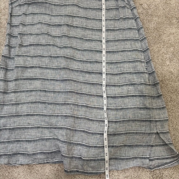 Habitat Dress Size L Gray/White Linen Sleeveless Striped Shift Tunic Lagenlook - Picture 9 of 9